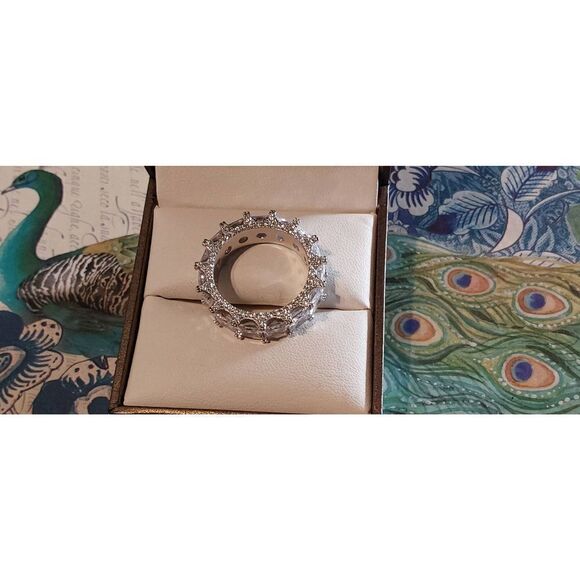 Stunning New 15.13 Princess & Round Cut Sim Diamond Eternity Band Ring Sz 8 - Picture 4 of 9